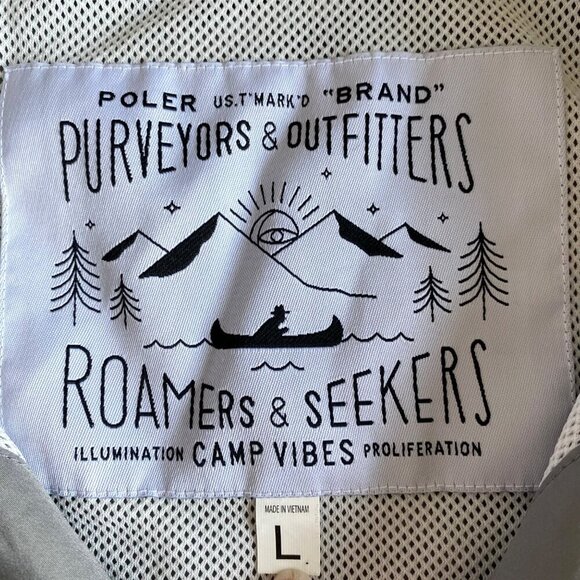 Poler Windbreaker Jacket Coat Mens L Camp Vibes Outdoor Outfitter Rain Gorpcore - Picture 5 of 14